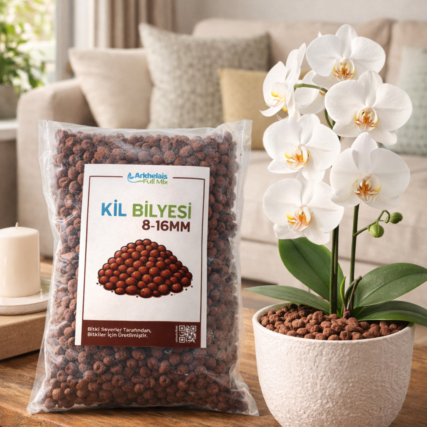 Kil Bilyesi 8-16 mm (1 Litre) — Orkide ve Saksı Drenaj Taşı (Hidroton)