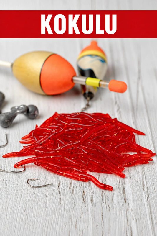 Silikon Solucan Balık Yemi 100 Adet – 3,5 cm Küçük Boy, Kırmızı, Esnek Yapı
