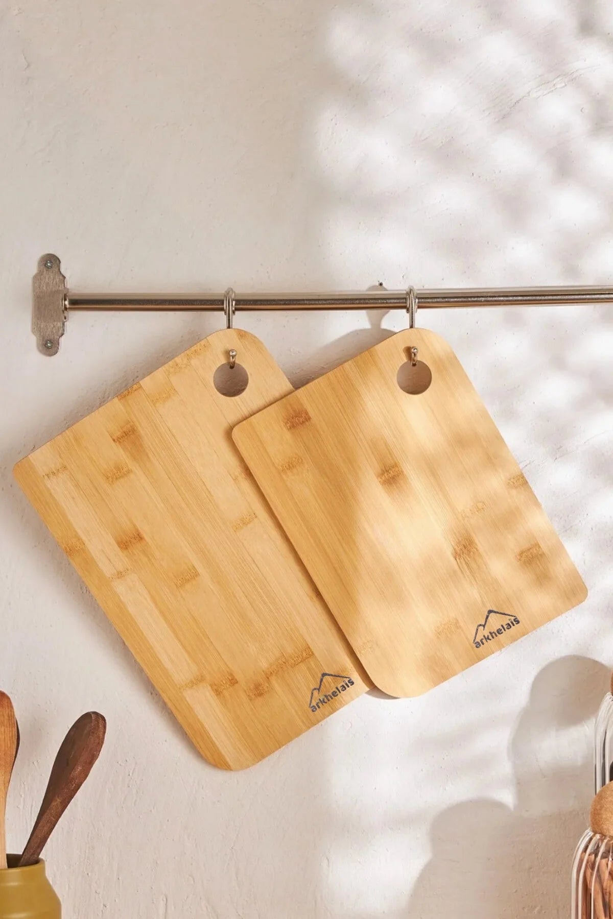 Bambu Kesme Tahtası Seti 2’li (28 cm & 33 cm) – Doğal Ahşap Sunum ve Kesme Tahtası