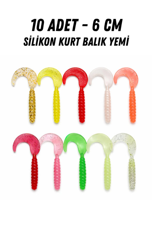 Silikon Balık Yemi Kurt - 6 CM - 10 ADET – Levrek, Çupra, Tatlı Su, Spin Olta ve Kıyı Atışı Uyumlu