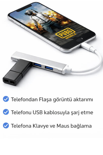 USB Çoklayıcı - Type C - 4 Port | Klavye Mouse Uyumlu | USB Hub