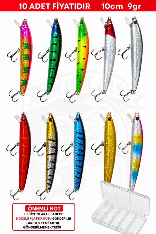 Rapala - Suni Balık Yemi - Minnow - 10 cm 9 gr - 10'lu Paket - Yapay Balık Yemi - Kutu Hediyeli