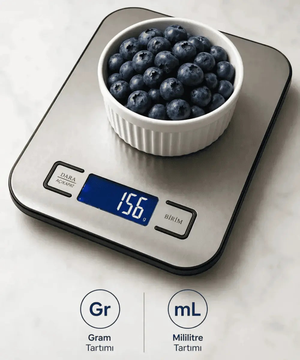 Hassas Mutfak Terazisi - Paslanmaz Çelik - 5kg Kapasite