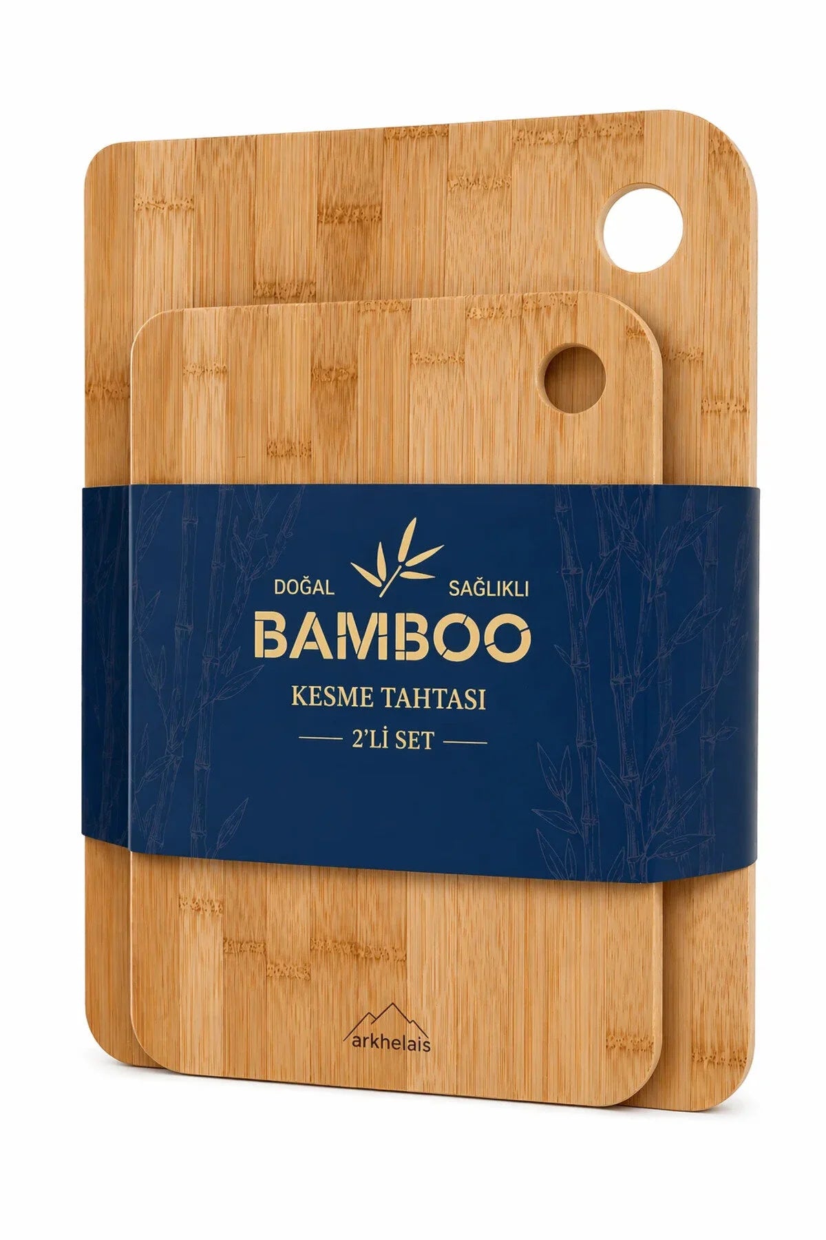 Bambu kesme tahtası seti 2’li 28 cm ve 33 cm doğal ahşap sunum tahtası