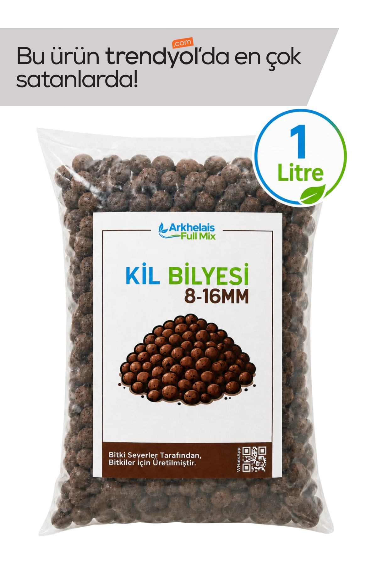 Kil Bilyesi - Orkide Toprağı - Orkide Yetiştirme - Drenaj Taşı - Hidroton - 8-16 mm - 1 L